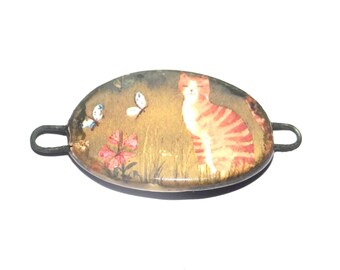 Ceramic Cat Bracelet Bar Cuff Porcelain 35mm CC6-4