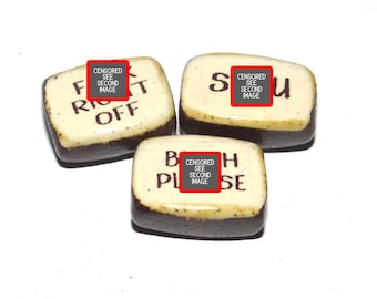 Ceramic Quote Word Bead Set Handmade 18x10mm  PP10-3