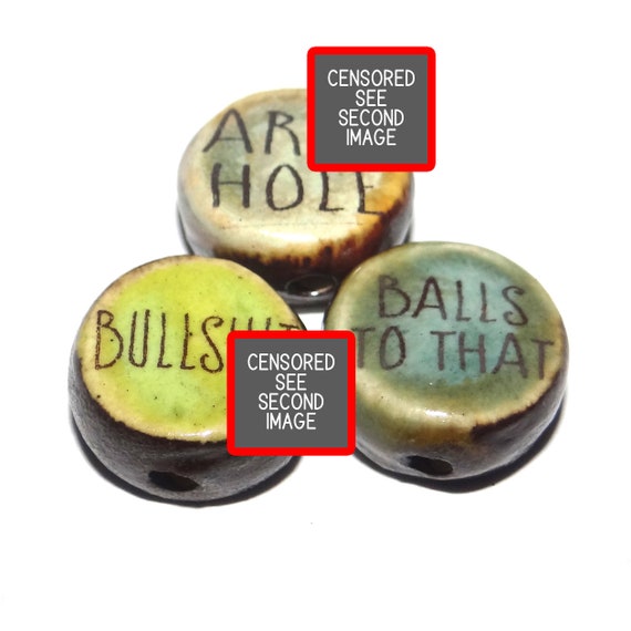 Porcelain Quote Bead Trio Beads Porcelain Handmade 15mm 0.6" Adult CC10-1