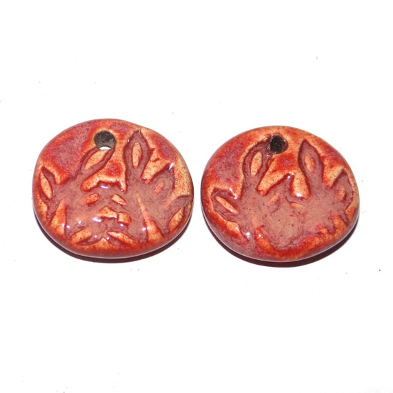 Ceramic Earring Charms Pair Beads Handmade Rustic PP1-4