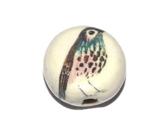 Ceramic Bird Focal Bead Handmade Pottery Beads 17mm PP6-1