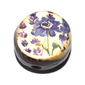 セラミックフローラルフォーカルビーズ ハンドメイド陶器ビーズ 17-18 mm BB7-1