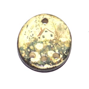 Ceramic House Pendant Handmade Focal Porcelain 30mm CC7-3