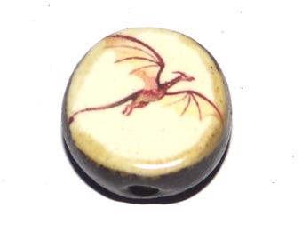 Ceramic Dragon Focal Bead Handmade Pottery Beads 17mm PP7-4