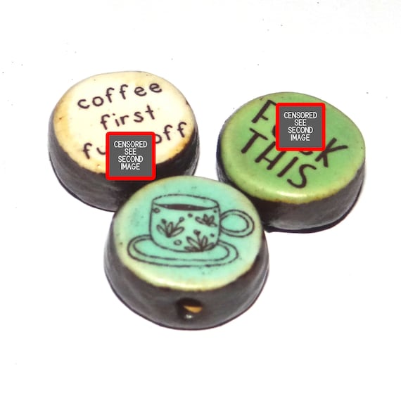 Ceramic Quote Bead Set Cube Beads Handmade Floral Flower Beads CC7-1