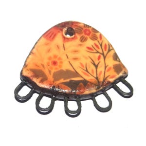 Ceramic Floral Pendant Handmade Focal Porcelain 30mm CC7-3