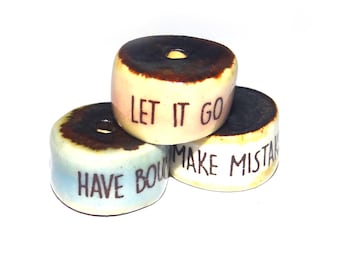 Porcelain Quote Bead Set Porcelain Handmade 14x8mm  BB1-4