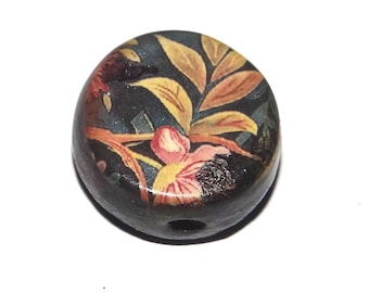 Ceramic Flora Fauna Focal Bead Handmade Pottery Beads 17mm PP6-4