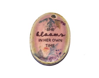 Ceramic Quote Pendant Handmade Focal Porcelain 28mm CC7-1