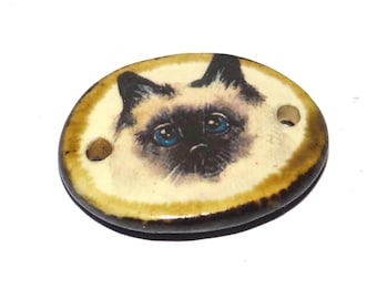 Ceramic Cat Bracelet Bar Cuff Porcelain 27mm PP8-2