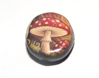 Ceramic Toadstool Focal Bead Handmade Pottery Beads 16mm PP3-1