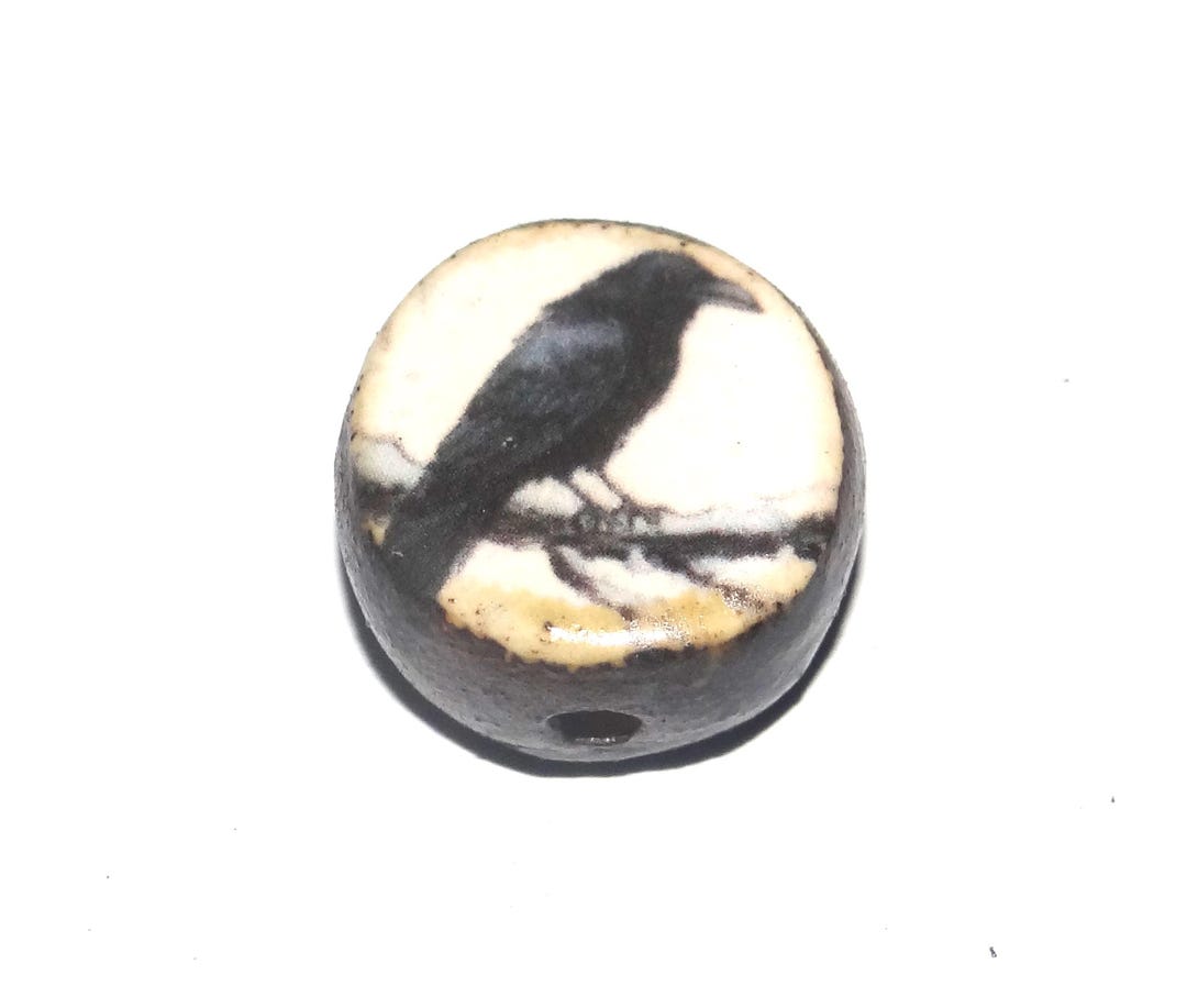 Ceramic Raven Bird Focal Bead Handmade Pottery Art Beads 18mm BB7-4 - Etsy