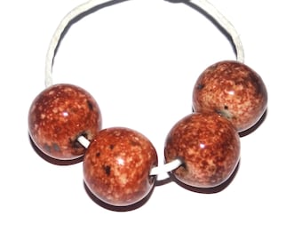Ceramic Lava Speckled Bead Set Handmade 13mm