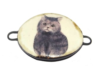 Ceramic Cat Bracelet Bar Cuff Porcelain 30mm CC7-2