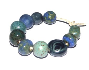 Ceramic Bead Set Handmade Porcelain 8-15mm