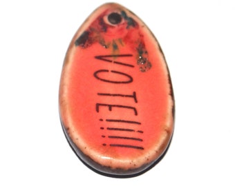 Ceramic Quote Pendant Handmade Focal Porcelain 30mm CC6-3