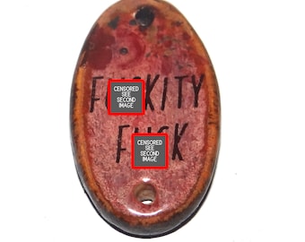 Ceramic Adult Quote Pendant Handmade Focal Porcelain 40mm CC6-3