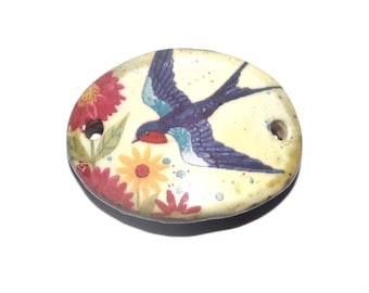 Ceramic Swallow Bird Bracelet Bar Cuff Porcelain 30mm CC5-2