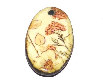 Ceramic Flower Pendant Handmade Focal Porcelain 28mm PP8-1