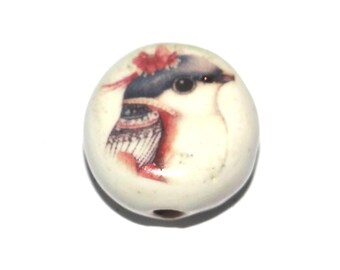 Ceramic Bird Focal Bead Handmade Pottery Beads 17mm PP6-2