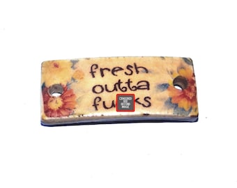 Ceramic Quote Bracelet Bar Cuff Porcelain 30mm PP4-4