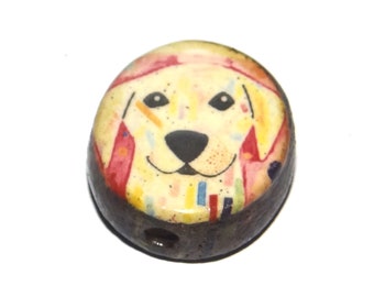 Ceramic Dog Focal Bead Handmade Pottery Beads 20mm PP3-4