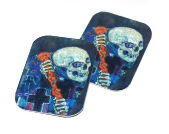Metal Faux Tin Klimt Ages Death Skull Charms Handmade Faux Tin 25mm 1" MM9-2