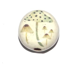 Ceramic Mushroom Focal Bead Handmade Pottery Beads 17mm PP6-1