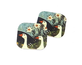 Faux Tin Goose Charms Handmade 16mm MM6-2