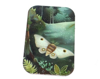 Faux Tin Moth Pendant Handmade 33mm 1.25" MM7-2
