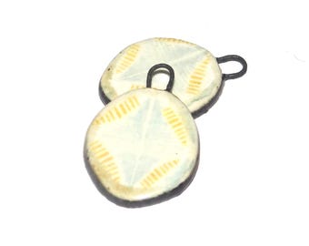 Ceramic Flower Charms Beads Pair Porcelain 25mm CC4-3