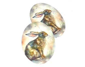 Faux Tin Rabbit Hare Charms Handmade 25mm 1" MM5-3
