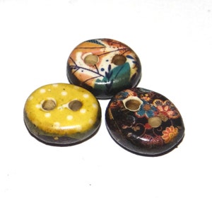 Keramik Blumengemusterte Knöpfe Porzellan Handmade Einzigartig Rustikal 13-15 mm CC8-2
