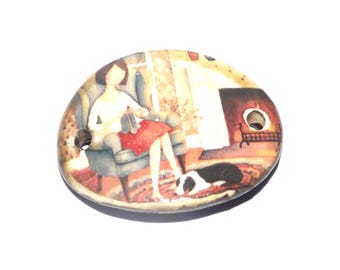 Ceramic Fox Bracelet Bar Cuff Porcelain 30mm CC6-4