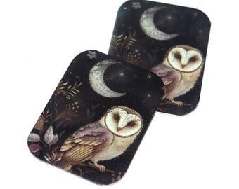 Faux Tin Owl Charms Handmade 25mm 1" MM6-2