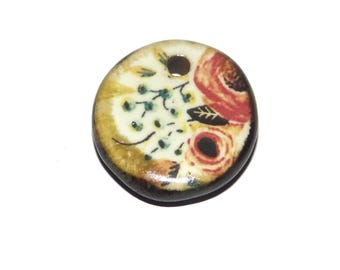 Ceramic Flower Charm Pendant Porcelain Handmade 20mm CC9-4