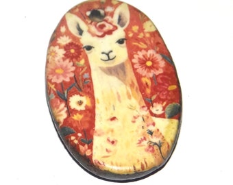 Ceramic Llama Pendant Handmade Focal Porcelain 35mm CC7-3 PP5-3