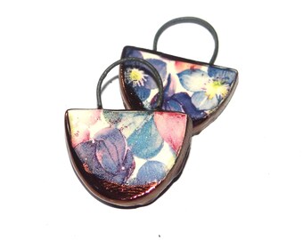 Ceramic Flower Charms Beads Pair Porcelain 25mm CC3-1