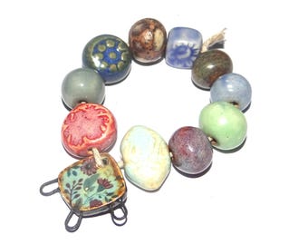 Ceramic Bead Set Handmade Porcelain 8-15mm