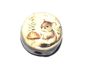 Ceramic Mouse Focal Bead Handmade Pottery Beads 21mm PP7-2