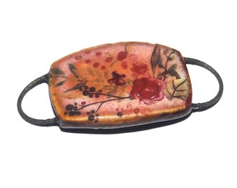Ceramic Floral Bracelet Bar Cuff Porcelain 30mm CC5-1