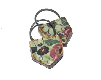 Ceramic Floral Patterned Charms Beads Pair Porcelain 23mm PP2-3