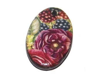 Ceramic Blackberries Pendant Handmade Focal Porcelain 30mm PP8-1
