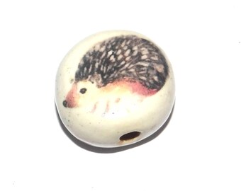 Ceramic Hedgehog Focal Bead Handmade Pottery Beads 17mm PP6-4