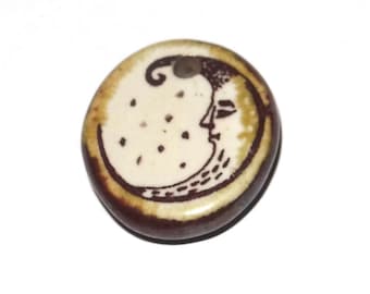Ceramic Moon Charm Pendant Porcelain Handmade 20mm CC9-4