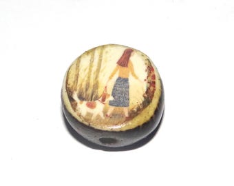 Ceramic A Walk In The Woods Focal Bead Handmade Pottery Beads 16-18mm BB2-2