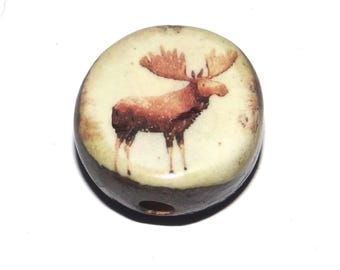 Ceramic Moose Focal Bead Handmade Pottery Beads 17mm BB3-3