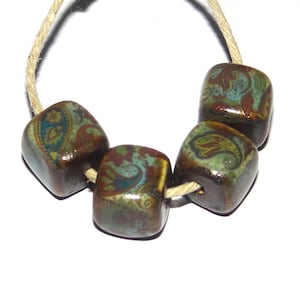 Ceramic Cube Bead Set Handmade Porcelain 10mm