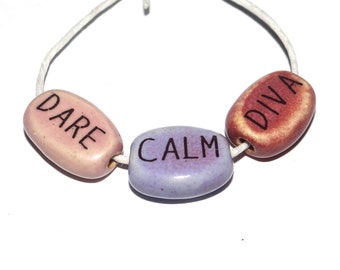 Porcelain Quote Bead Set Porcelain Handmade 15mm 0.6" CC10-1