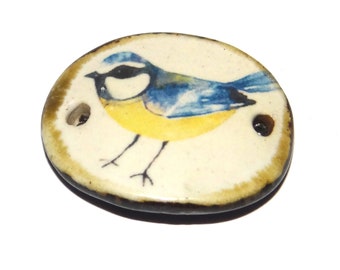 Ceramic Bird Bracelet Bar Cuff Porcelain 30mm CC5-3